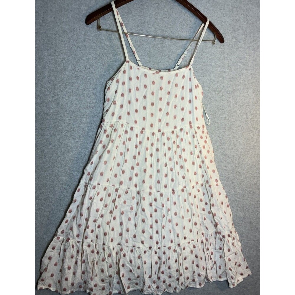 Sim And Sam Dress Sz M White Pink Cotton Polka Dot Cottagecore Sundress Girly